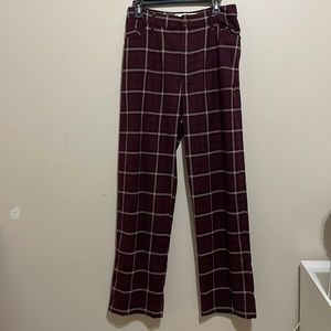 Hollister Burgundy Plaid Ultra High Rise Dad Pants